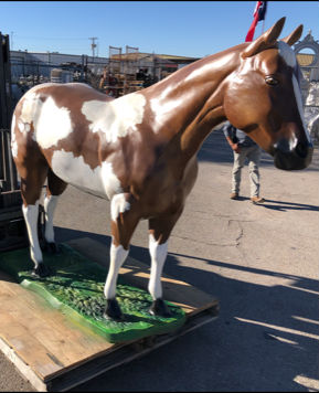 brown-white-painted-horse-front-view-aluminum-statue