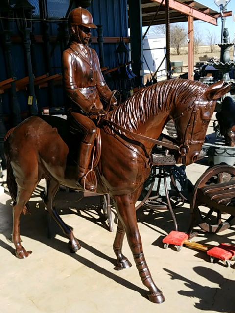 equestrian-girl-on-horse-aluminum-statue-in-bronze-color